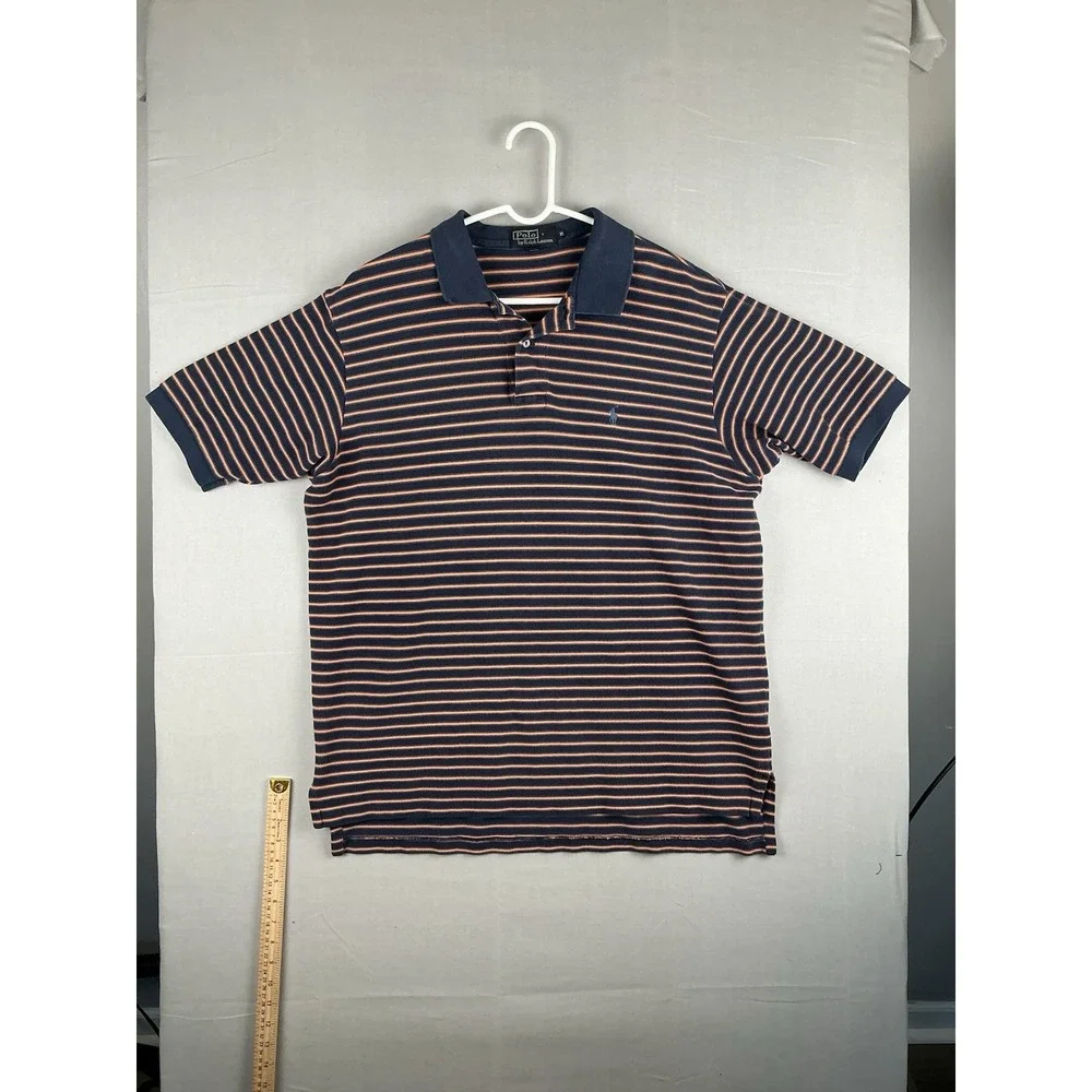 Polo Ralph Lauren Golf Shirt Men's Size XL Blue Orange Striped Short Sleeve